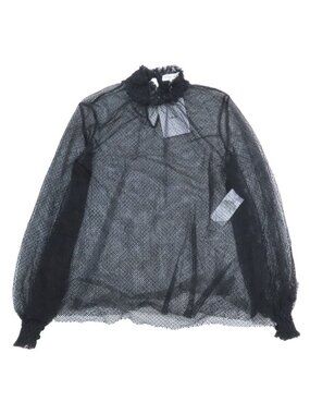 Dior SS Silk Mesh Sheer Pullover Shirt Blouse Long Sleeve Black Sweater 36